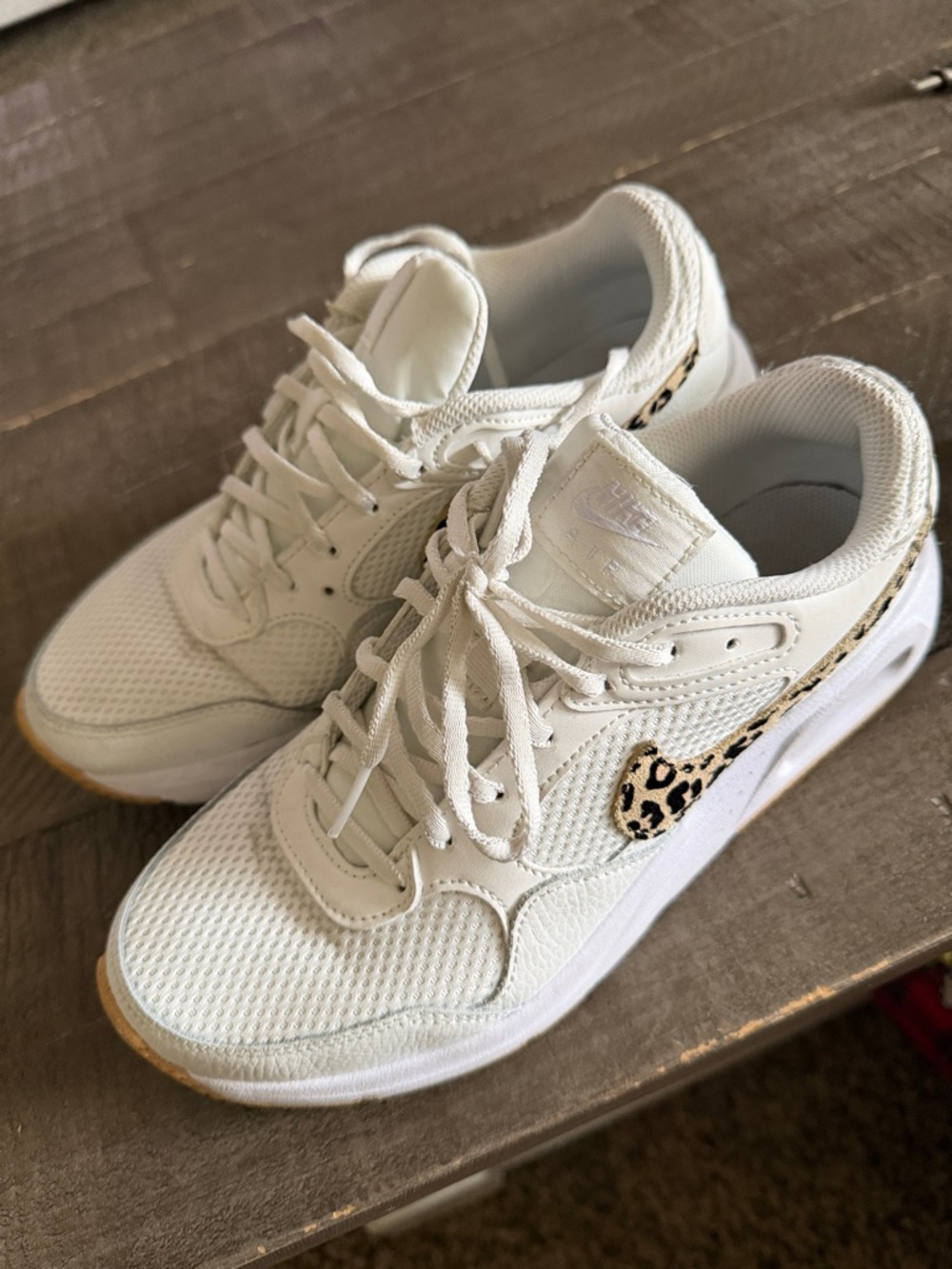 Nike Women's Cream Sneakers with Leopard Swoosh - Picture 2 of 10